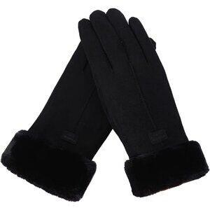 Women's Black Winter Warm Cold Weather Ski Snow Touch Screen Texting Gloves